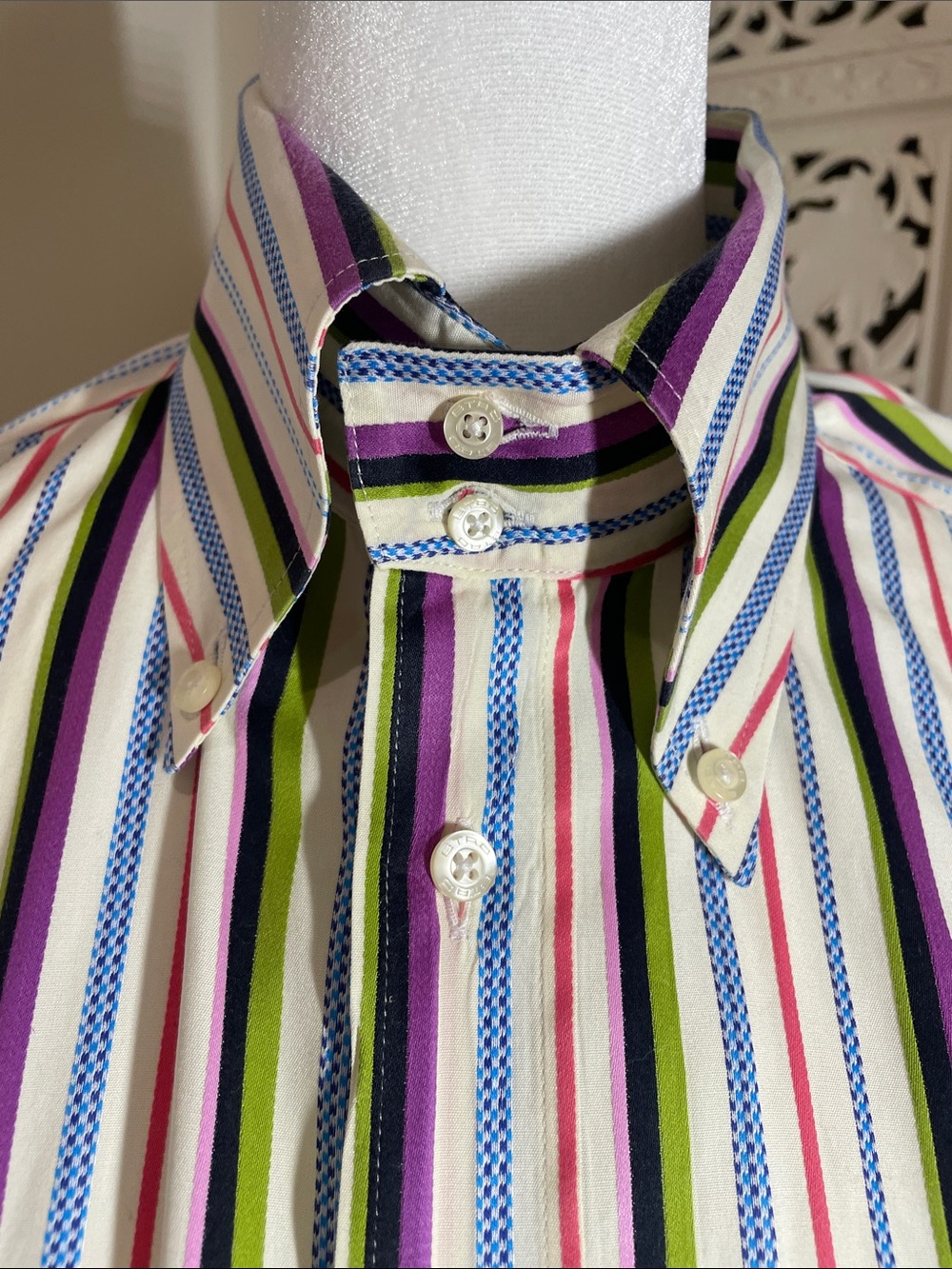 Vintage Etro Men's Multi-Stripe Button-Down Shirt